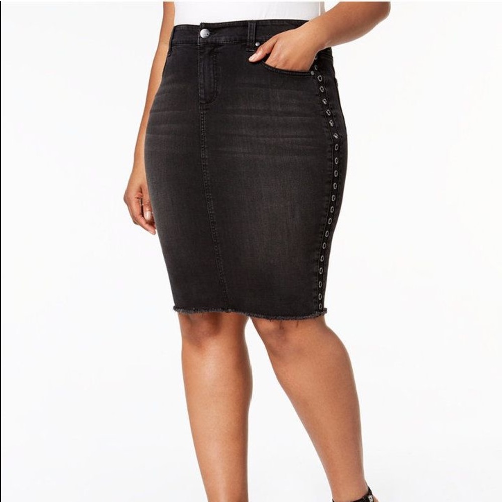 RWN Plus Size Black Denim Skirt